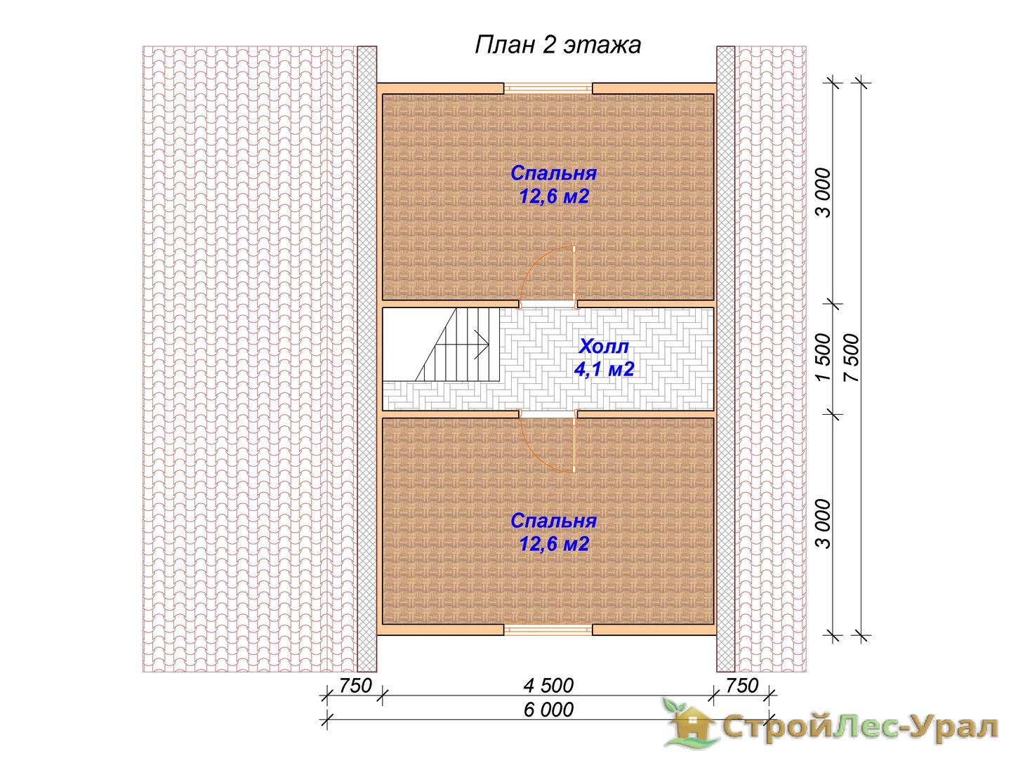 Проект дома ДБ-69 (8х7.5м), площадью 74м² из бруса 150х150мм | Стройлес-урал